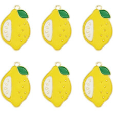 SeraphinaT 20PCS 25x16mm Enamel Yellow Lemon Charms Fruit Dangle Pendant Jewelry