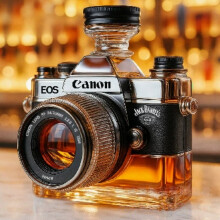 Karaff, 300 ml, 3D-kameraformad whiskykarafffigur, nyskapande handgjorda glasvinflaskskulpturer (B)