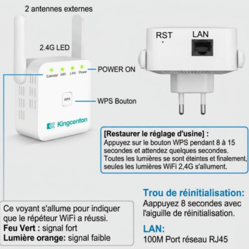C611 WiFi-repeater - 300 Mbps - 2 antenner - Ethernet-port, stöder alla språk 2