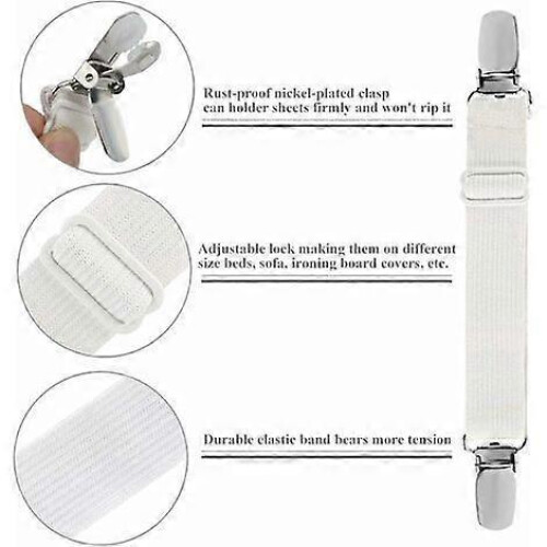Elastic Fitted Sheet Gripper, Adjustable Bed Sheet Holder Strap Fastener for Bed 2