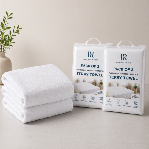 Imperial Rooms (2X King) Waterproof Terry Towel Mattress Protector - Single, Double, King, Super King 2