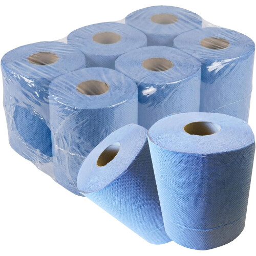 24 Rolls Blue Centrefeed 2ply Embossed Paper Towel