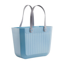 Portable Tote Bag with Comfort Handles, Multipurpose Blue Bathroom Basket for Travel, Picnic and Beach