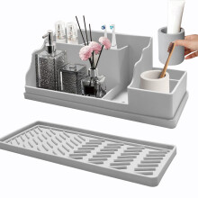 Slip Resistant Arranging Tray Great For Sink Spaces Or-Gray