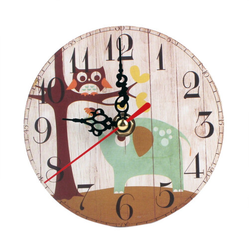 Vintage Wooden Silent Wall Clock 12cm 2