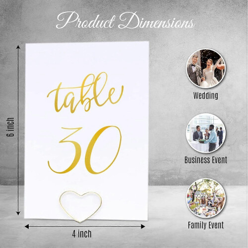 UrbanMingle 30 Pieces Table numbers for Wedding Reception with Pcs Number Holder 2