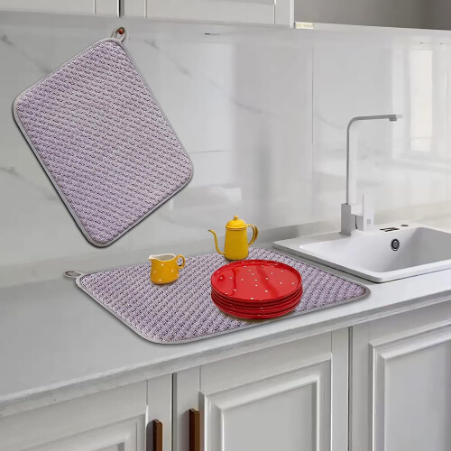 Extra Large Dish Drying Mat Grey, Microfiber, 2 Pack 1