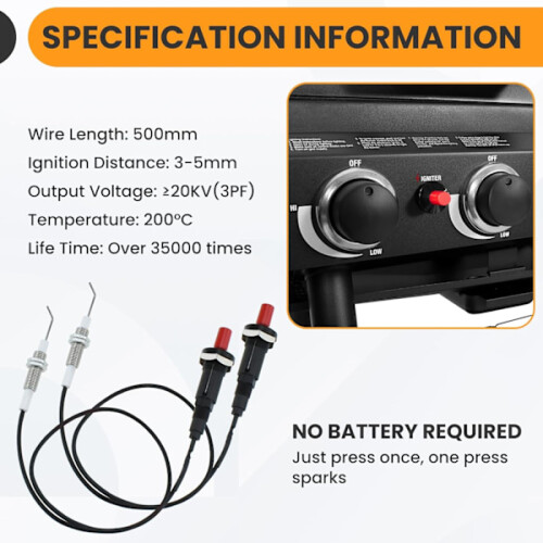 2-Piece Push Button Piezo Igniter Kit with 50 cm Cable 2