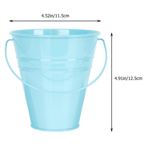 Iron Flower Bucket with Handle – Vintage Blue, 2 pcs 2