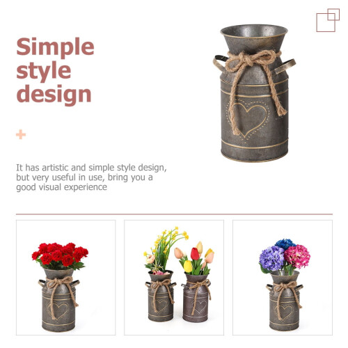 Galvanized Iron Flower Vase with Handle 10x10.5x19cm 1