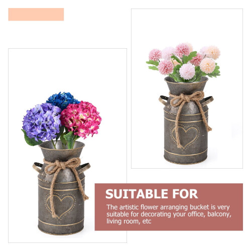 Galvanized Iron Flower Vase with Handle 10x10.5x19cm 2