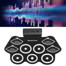 Electronic Drum Set Practice Pad Kit with Pedals and Sticks for Kids Music Learning US Plug Adapter