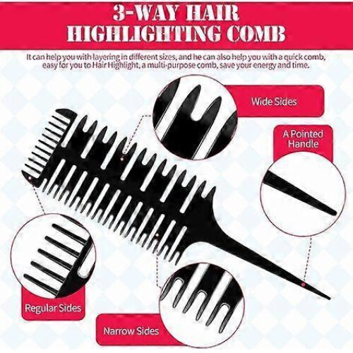 3 Pieces 3 Way ir Highlighting Cutting Comb 3 Sided Highlighting Comb Weaving 2