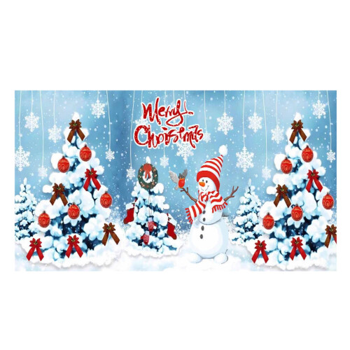 Christmas Garage Door Tapestry Polyester Snowman Design 2