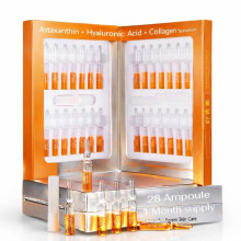Astaxanthin Face Serum Ampoules 28 Pack (56ml) – Antioxidant Brightening Serum with Hyaluronic Acid, Niacinamide & Collagen – Hydrating Anti-Agin