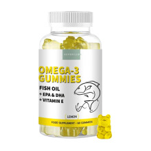 Omega 3 Gummies Adult Lemon Flavour with Vitamin E - Wild Fish Oil High Strength Omega 3 Fatty Acids, EPA & DHA - Supports Heart, Brain and Visio