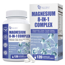 Magnesium Complex 8-in-1, Magnesium Glycinate Supplements with Bisglycinate, Citrate, Taurate 1000mg, Added Zinc B6 D3 for Energy, Muscle, Sleep