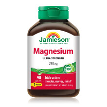 Jamieson Ultra Strength Magnesium 250 mg, Energy, Overall Health, Bone Health, Teeth Health, Muscle Function, Electrolytes and for Active Lives,