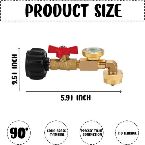 Adaptor cotat pentru propan QCC1 cu manometru și control ON/OFF 2
