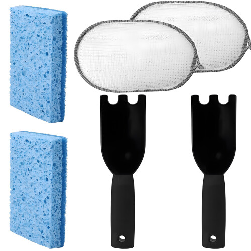 Grill Cleaning Sponge And Rust Proof Scraper Scouring Pad Set