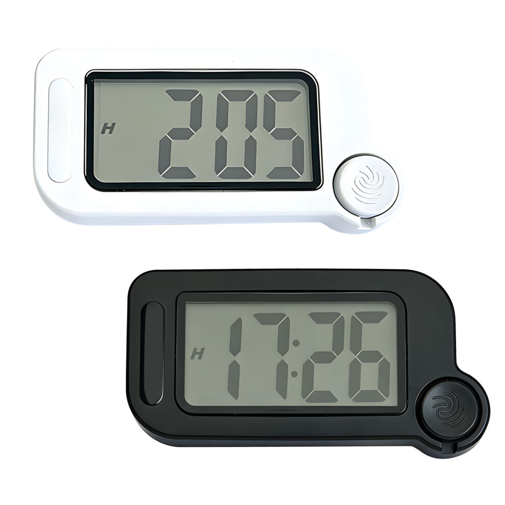 2pcs Electronic Clock Miniature Digital Alarm-black and white