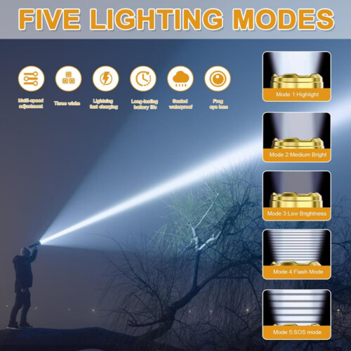 The world's brightest and most powerful flashlight, a rechargeable, high-performance mini flashlight. 2