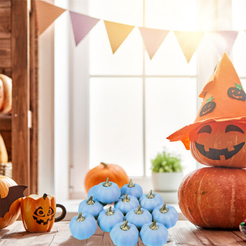 12 mini dovleci artificiali - Decor de Halloween din spumă 2
