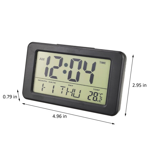 Digital Alarm Clock with Temperature Display Black 2