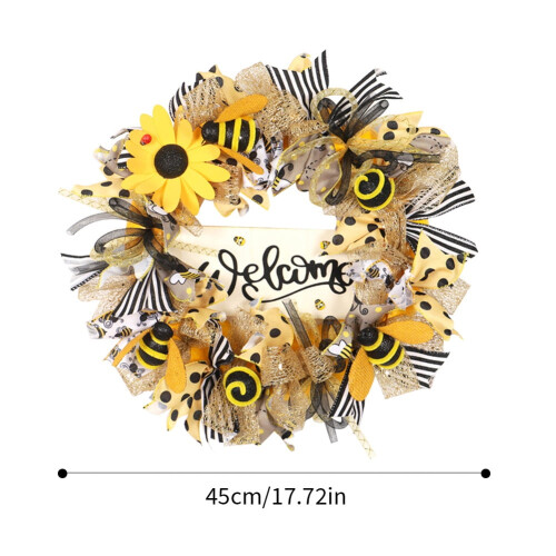 Faux Sunflower Wreath with Bumblebee 45cm 1