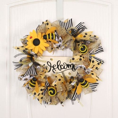 Faux Sunflower Wreath with Bumblebee 45cm 2