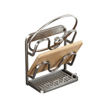 Practical Pot Lid Rack With Detachable Drip Tray For Easy-Gray