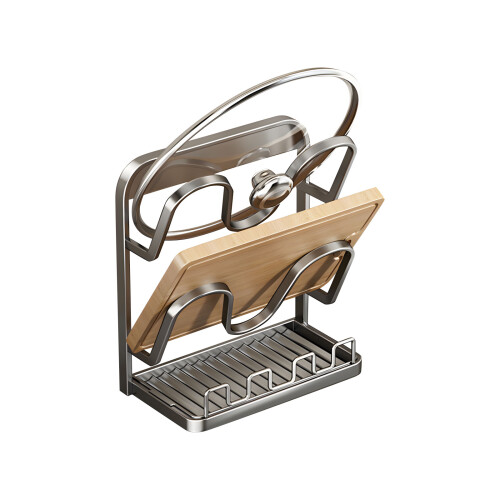 Practical Pot Lid Rack With Detachable Drip Tray For Easy-Gray