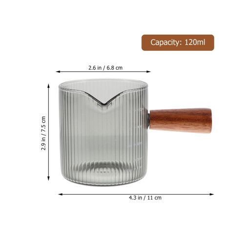 Glass Milk Pitcher with Wooden Handle, 90ml 1