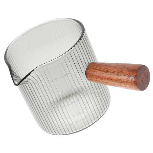 Glass Milk Pitcher with Wooden Handle, 90ml 2