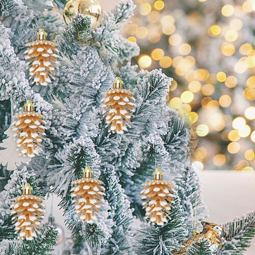 Plastic Pinecone Ornament Beige 6-Pack 1