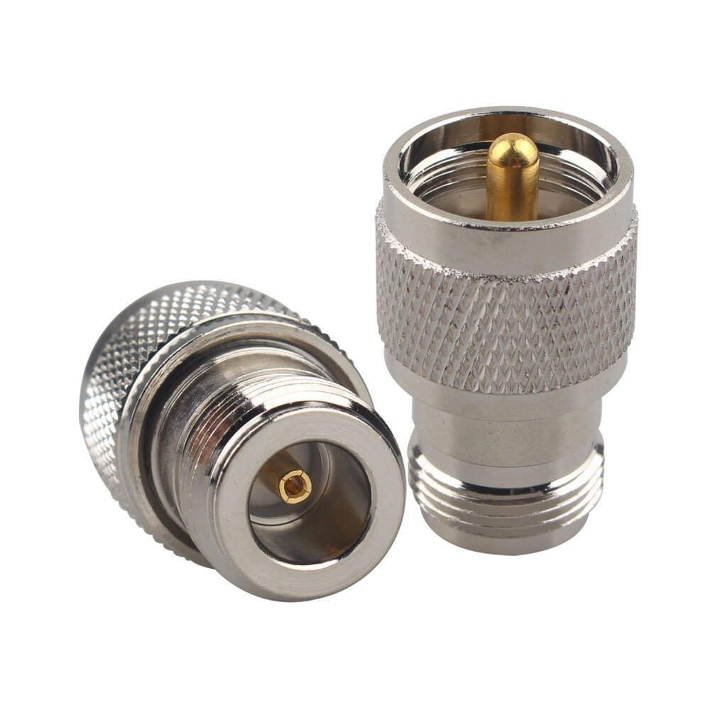 2Pcs Uhf Male To N Female Rf Coax Adapter Pl259 To N Type Connector 50 Ohm Lowloss Nickelplated For Cb Ham Radio Wifi Antenna 9330225832928