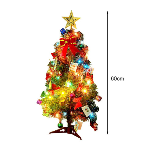 Mini Christmas Tree with LED Lights, 60cm PVC Desk 1