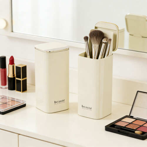 Elegant Auto Elevating Makeup Brush Box With Generous-Black 2