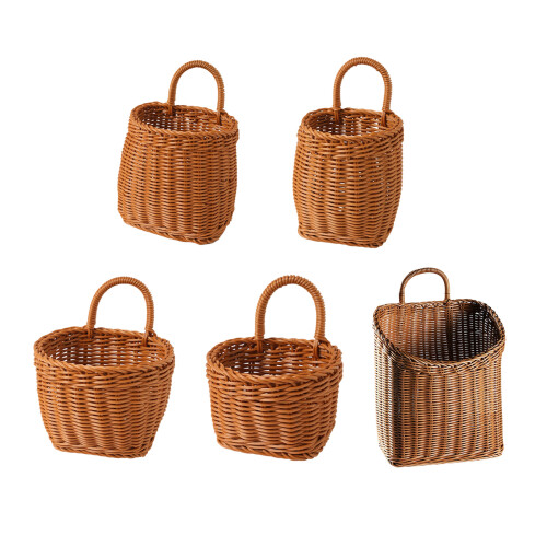 Portable Imitation Wicker Wall Container For Mail Magazines-D 1