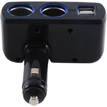-1918 Caricabatteria da Auto Multifunzionale per Caricabatteria da Auto Doppio USB da un Punto a Due Punti, Nero