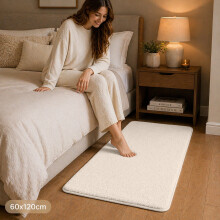 (60x120cm, Cream) Short Pile Pashmina Rug-Non Slip Faux Fur Shaggy Rug with 660 GSM Memory Foam Backing