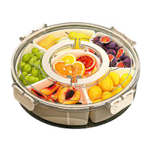 Vassoio per snack girevole a 360 gradi con 6 scomparti, maniglia e coperchio ermetico – Contenitore rotondo portatile per alimenti, ada