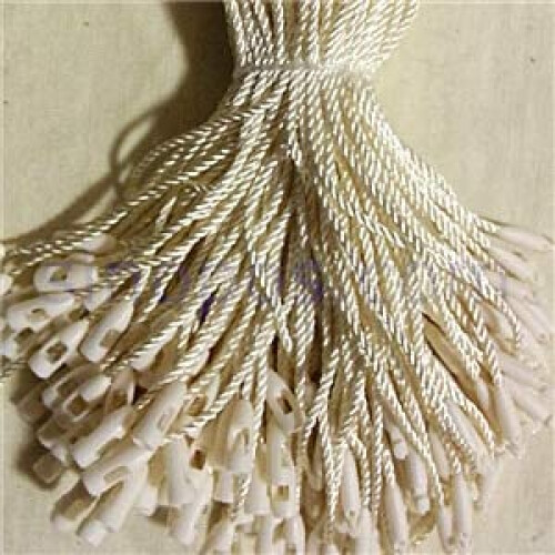 Beige Nylon Hang Tag Seal String with Bullet Plug Loop Lock for Retail Clothing  Tags