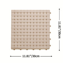 (Natural Song - Apricot, 11.8"X11.8"/30*30cm) Bathroom Interlocking Mat, Shower Room Toilet Floor Mat, Hollow High Quality Bath Foot Mat