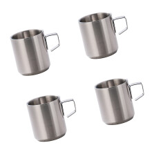 Tasses à café en acier inoxydable 304, paquet de 4,-Argent 150ml