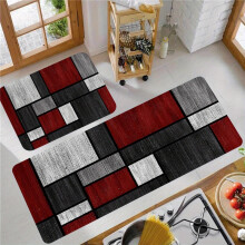 (45x75 45x120 (2pcs)) 2pcs of Modern Minimalist Style Decorative Kitchen Mats, Vintage Geometric Pattern Printed