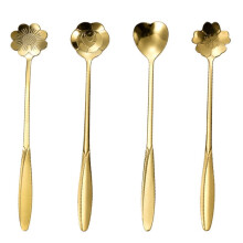 Cuillère à café en acier inoxydable à motif de cerisier, 13 cm