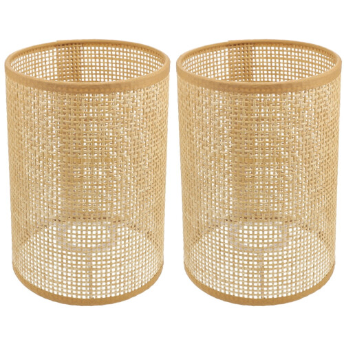 Abat-jour cylindrique en rotin E27/E14 (2 pièces)