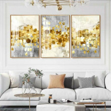 Golden Abstract Canvas Wall Art Set of 3