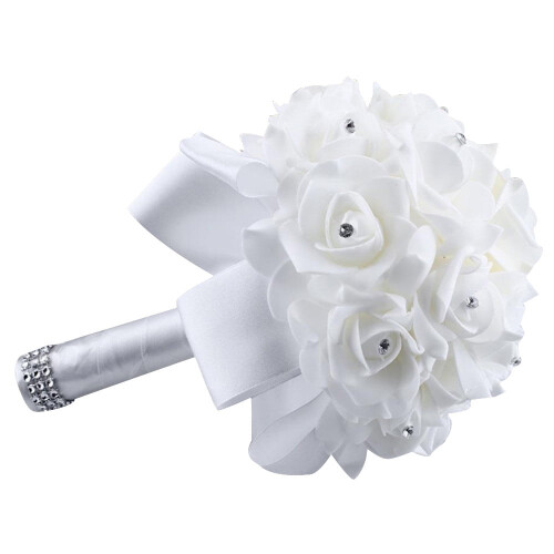 Crystal Rose Wedding Bouquet White 25x20cm 2